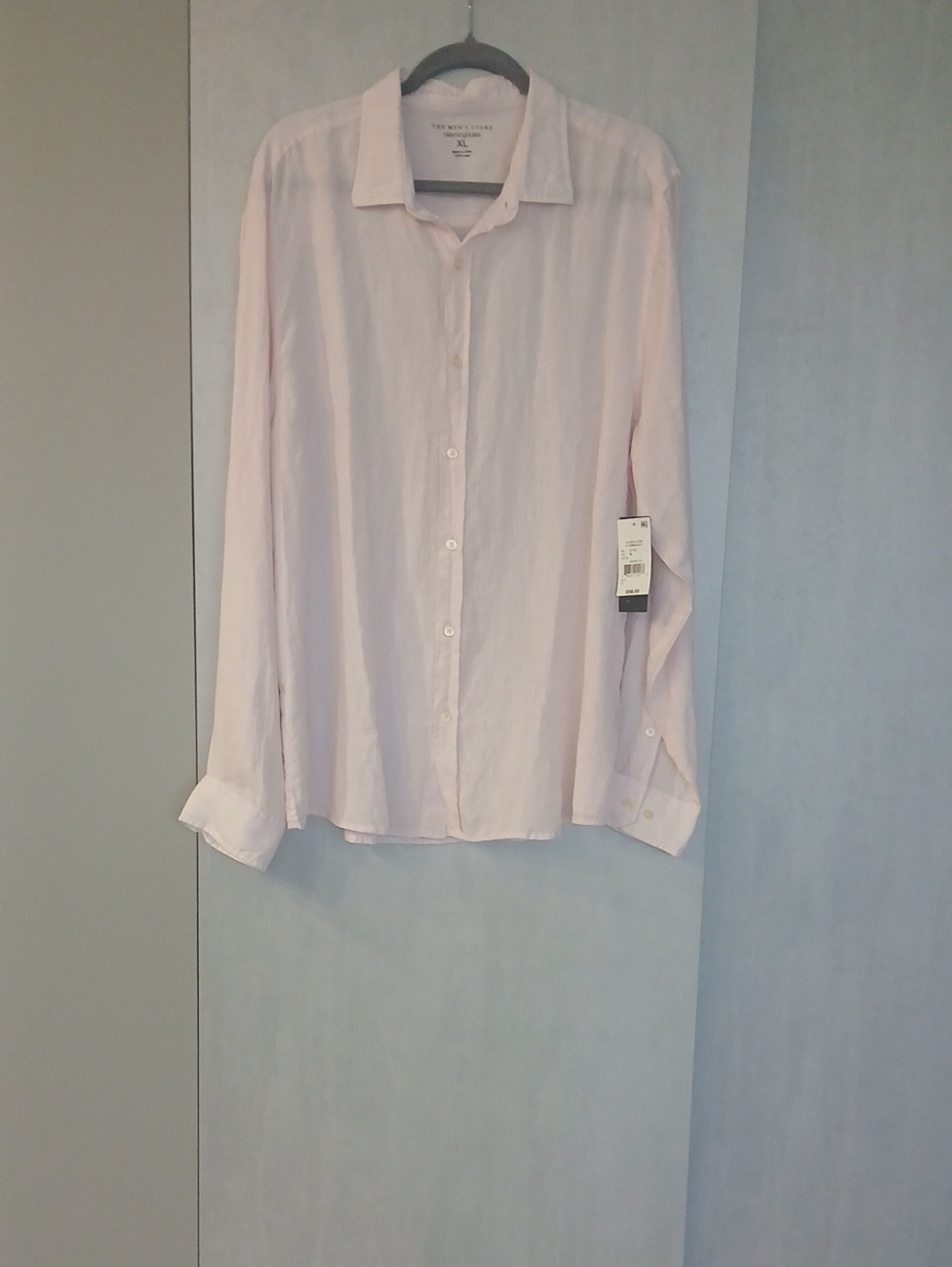 The Men's Store Linen-Blend Light Pink Button-Down Shirt
